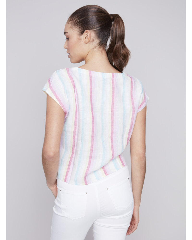 Charlie B Charlie B Striped Front Tie Top
