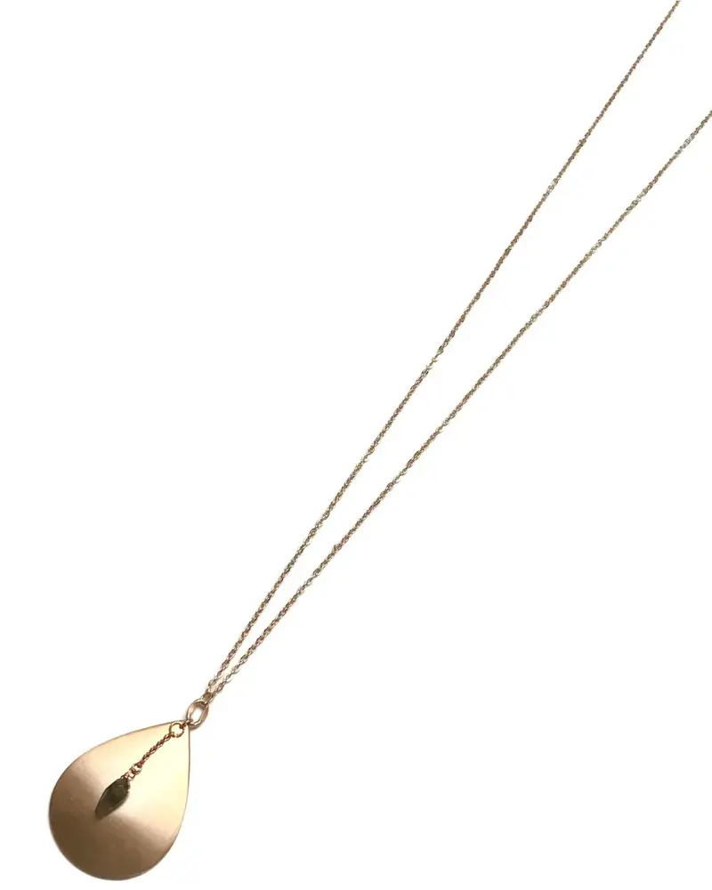 Matte Gold Labradorite Pendant Necklace