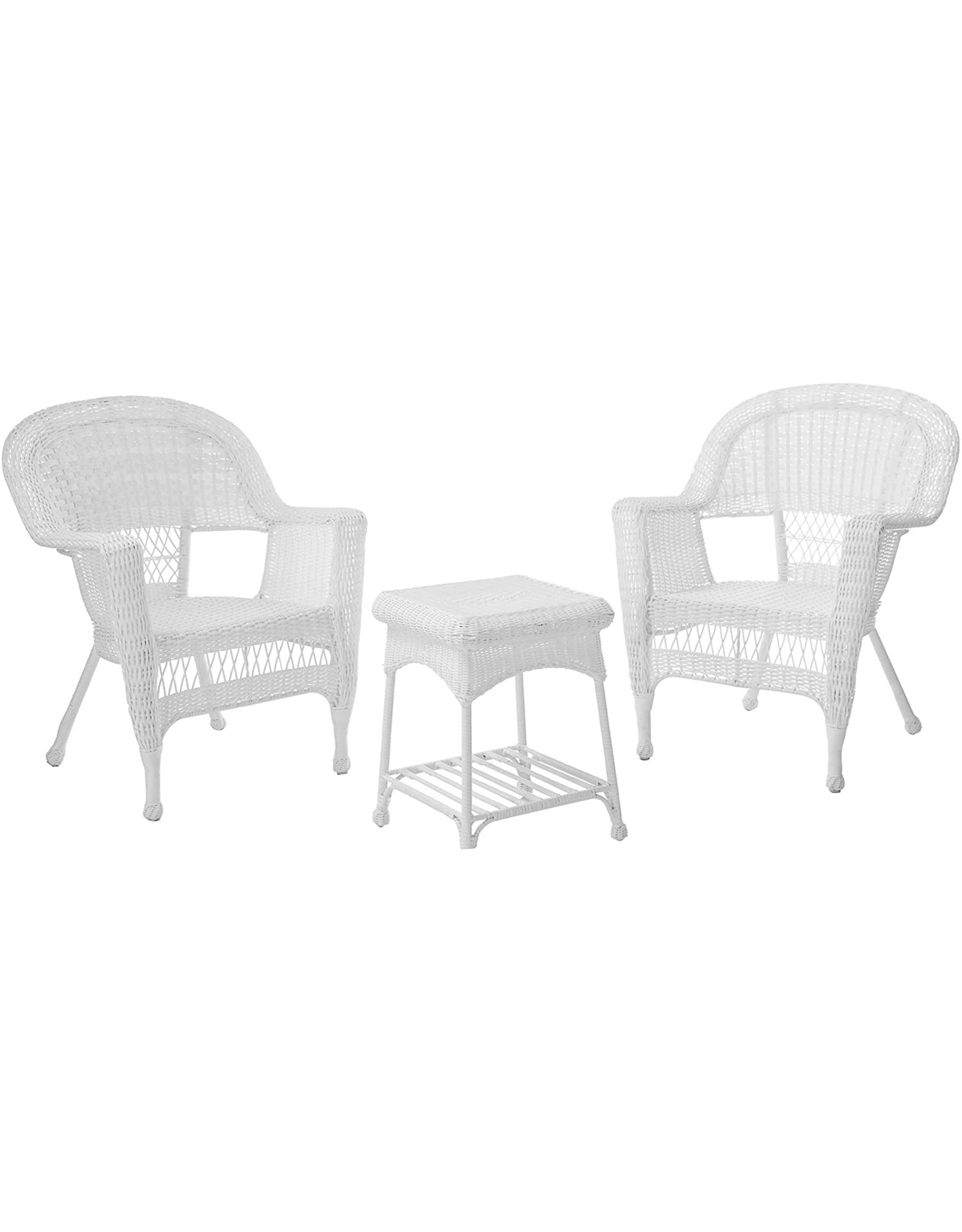 black wicker outdoor furniture on Jeco Jeco 3 Piece Wicker Chair And End Table Set Without Cushion White Abusa Buffalo