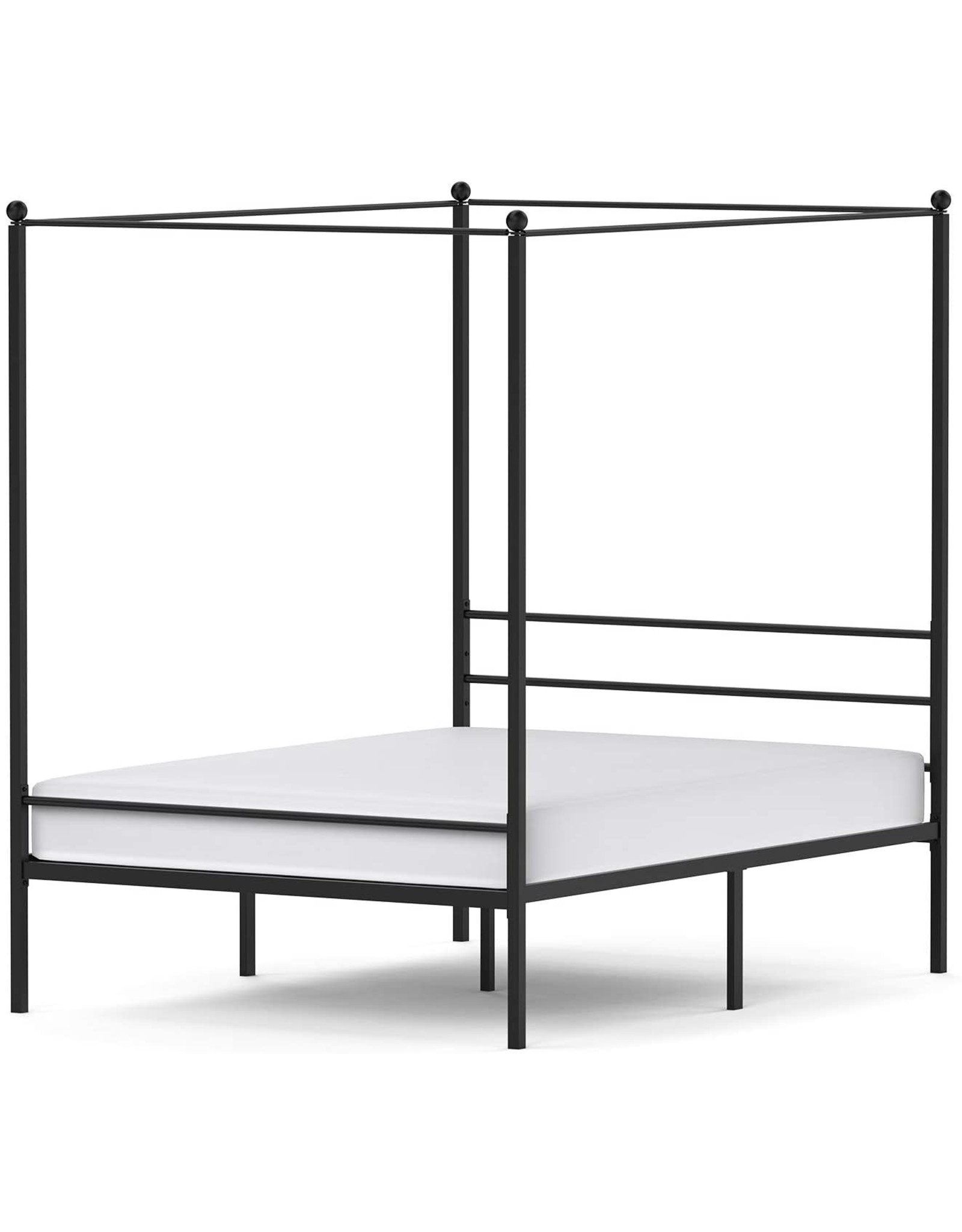 Jom Canopy Bed Frame Queen Size Black, 4 Corner Bed Frame