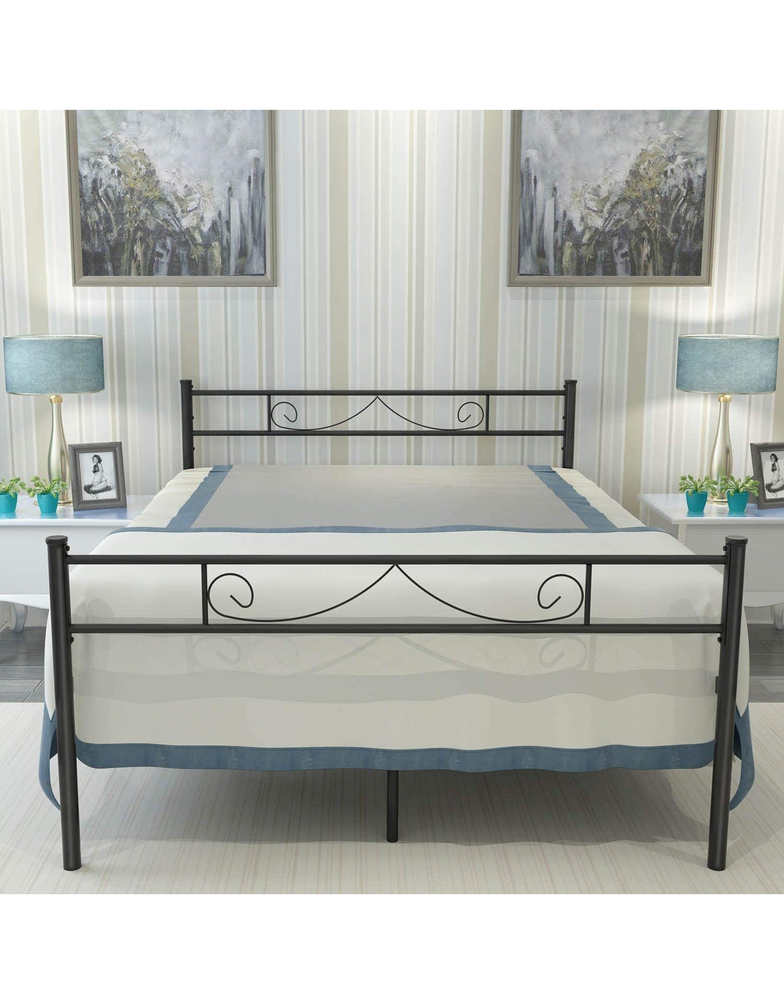 Haageep 18 Inch Queen Bed Frame, Queen Bed Frame With Headboard Box Spring Required