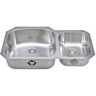 Wells Sinkware CHU3721-97 17-Gauge Deck and 18-Gauge Double Bowl Undermount Kitchen Sink, Stainless Steel