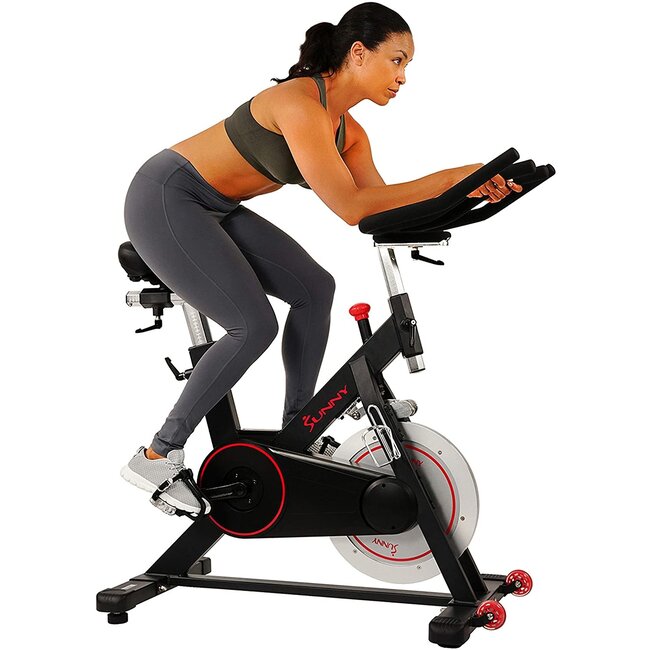 Sunny Health Sunny Health & Fitness Magnetic Belt Drive Indoor Cycling Bike with 44 lb Flywheel and Large Device Holder, Black, Model Number: SF-B1805