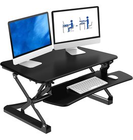 FLEXISPOT FlexiSpot M2B Standing Desk Converter - 35 Inch wide platform Height Adjustable Stand up Desk Riser with Removable Keyboard Tray (Medium size Black)