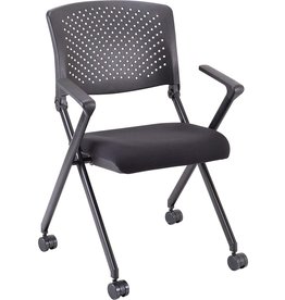 Lorell Lorell Plastic Arms/Back Nesting Chair, Black