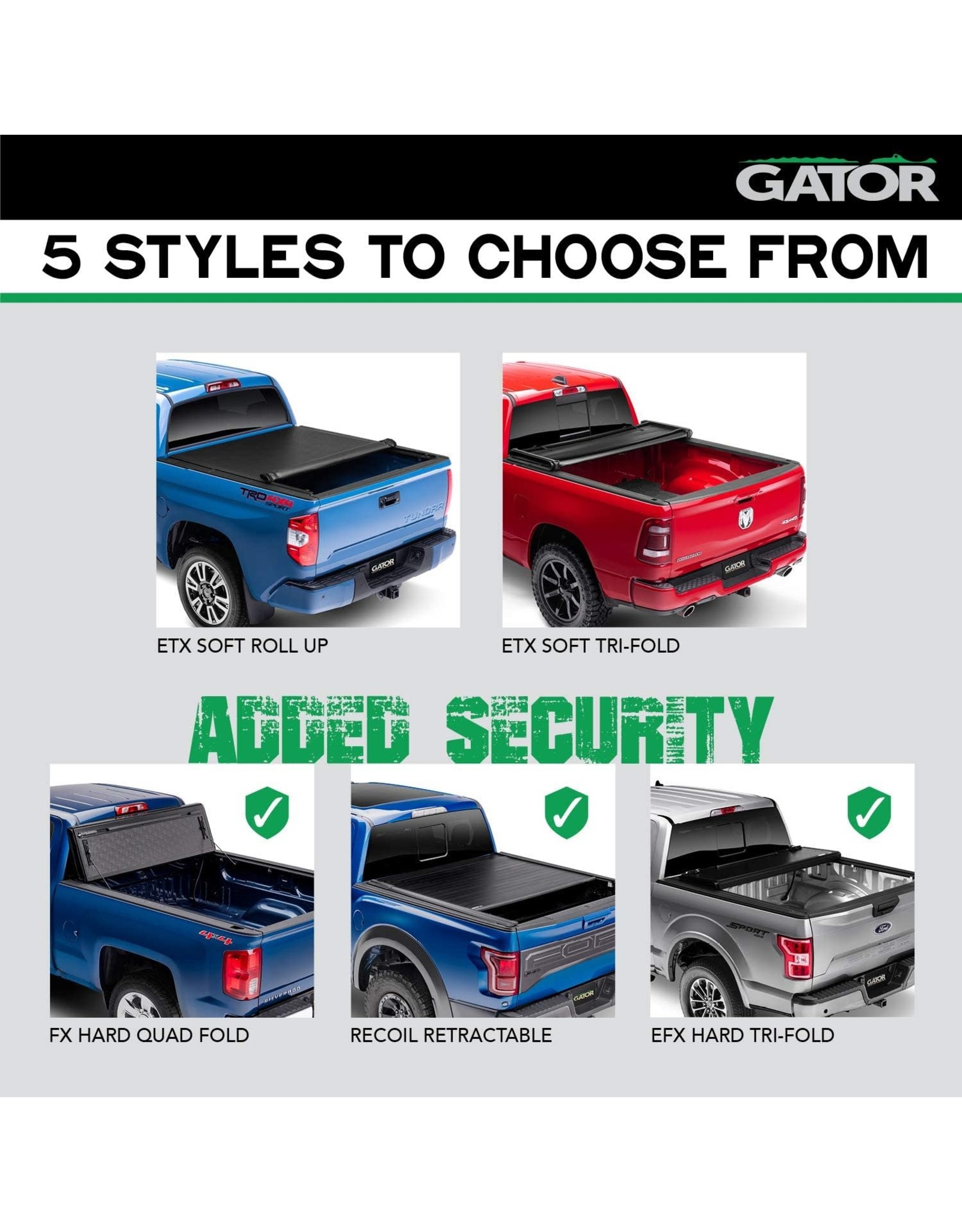 Gator Covers Gator ETX Soft TriFold Truck Bed Tonneau Cover 59110 Fits