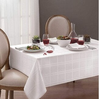 Origins Microfiber 90 Inch Round Tablecloth in Bone Seats 6 to 8 People