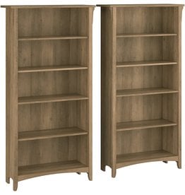 Bush Furniture Bush Furniture Salinas Tall 5 Shelf Bookcase-Set of 2, Reclaimed Pine
