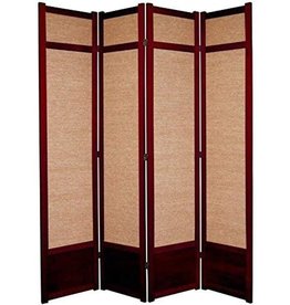 ORIENTAL Furniture Oriental Furniture 7 ft. Tall Jute Shoji Screen - 4 Panel - Rosewood