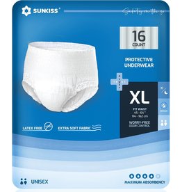 SUNKISS SUNKISS TrustPlus Incontinence and Postpartum Underwear for Men and Women, Disposable Protective Underwear with Overnight Absorbency, Leak Protection, Odor Control, XLarge, 64 Count (4 Packs of 16)