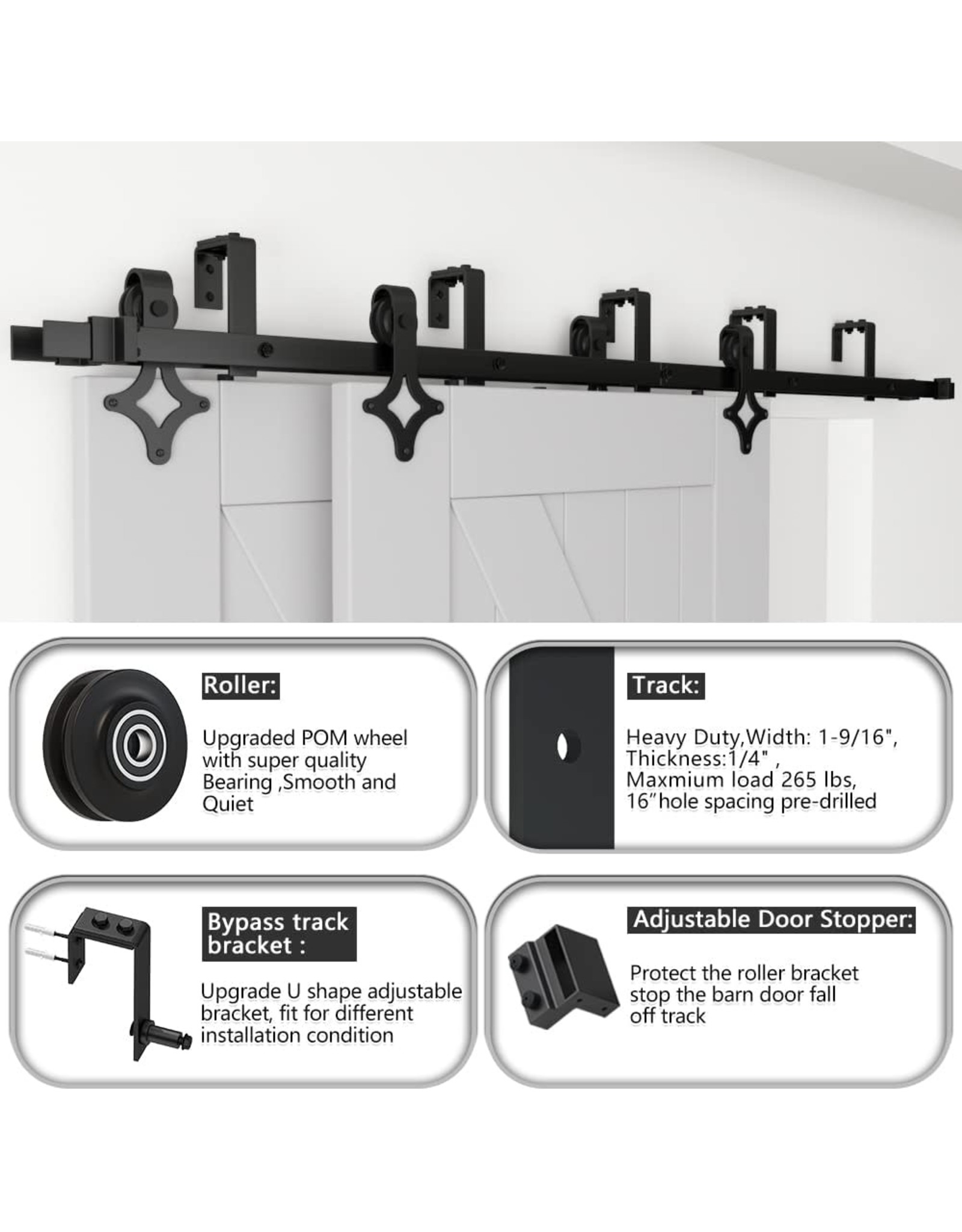  SKYSEN 6FT Sliding barn Door Hardware kit, Barn Door