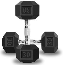 Balelinko Balelinko Hex Dumbbells Free Weights Set with Metal Handles Rubber Encased Solid Cast Iron Hex Dumbbell in Pair, 30 LBS