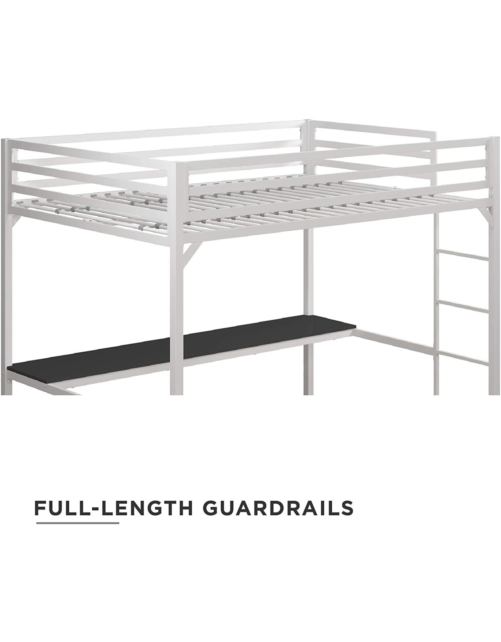 DHP DHP Miles Metal Full Loft Bed with Desk, White Amazing Bargains