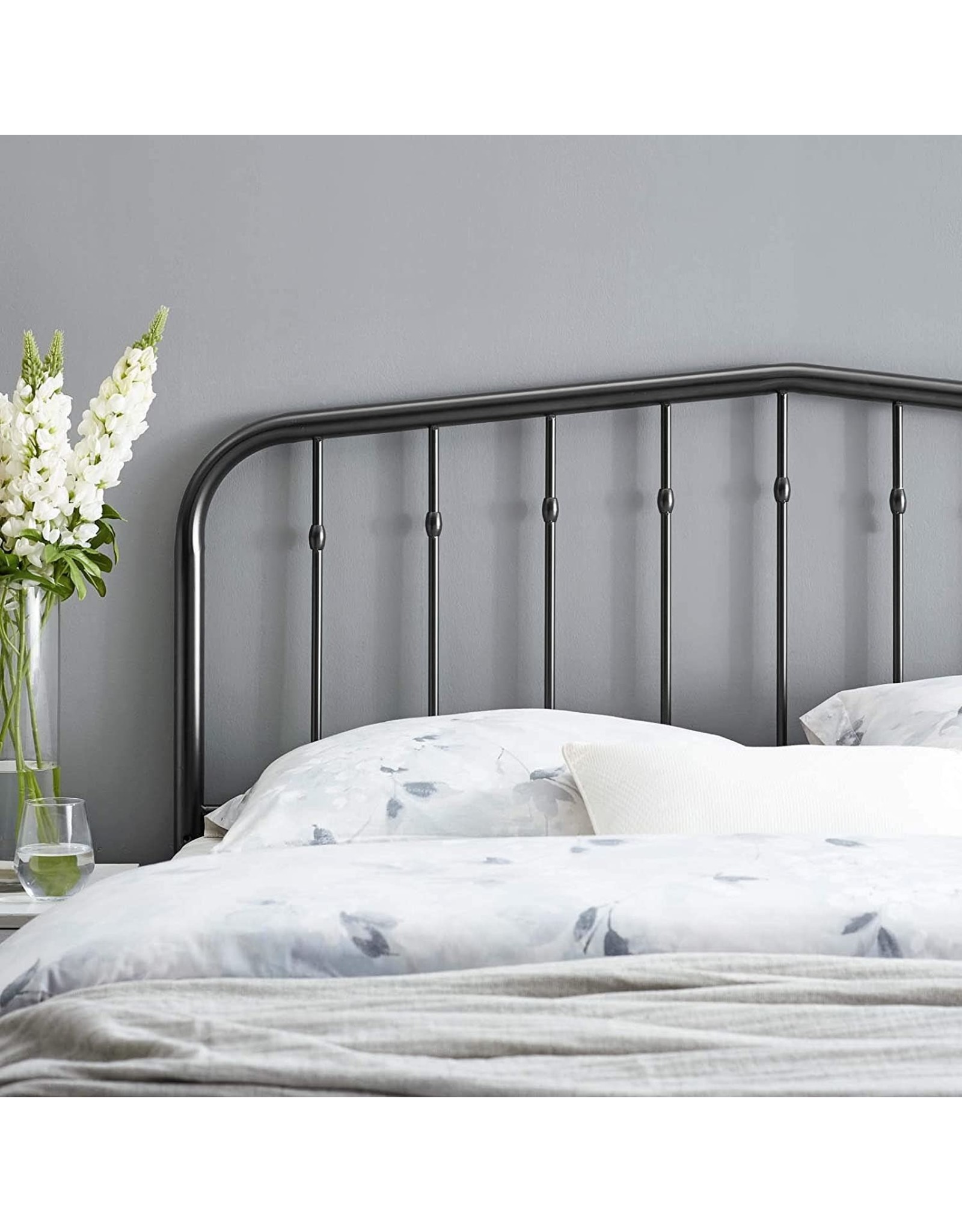 Modway Modway Lennon Modern Farmhouse Metal King Headboard in Black