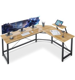 Coleshome Coleshome Reversible L Shaped Desk 59" Sturdy L Shaped Gaming Desk with Monitor Stand, L Desk for Gaming & Home Office, Space Saving Corner Desk Easy to Assemble, Black