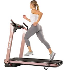 Sunny Health & Fitness SUNNY HEALTH & FITNESS Asuna SpaceFlex Electric Treadmill with Auto Incline, LCD and Pulse Grips, Speakers, Tablet Holder, 220 LB Max Weight, Folding and Portability Wheels - 7750P