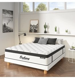 SUBORY 10 Inch Full Size Mattress,Subory Memory Foam Pocket Spring Hybrid Mattress in a Box/Medium Firm Double Support/white