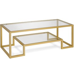Henn&Hart Henn&Hart Modern Geometric-Inspired Glass Coffee Table, One Size, Gold