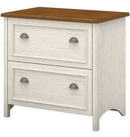 Bush Furniture Bush Furniture Fairview 2 Drawer Lateral File Cabinet in Antique White and Tea Maple