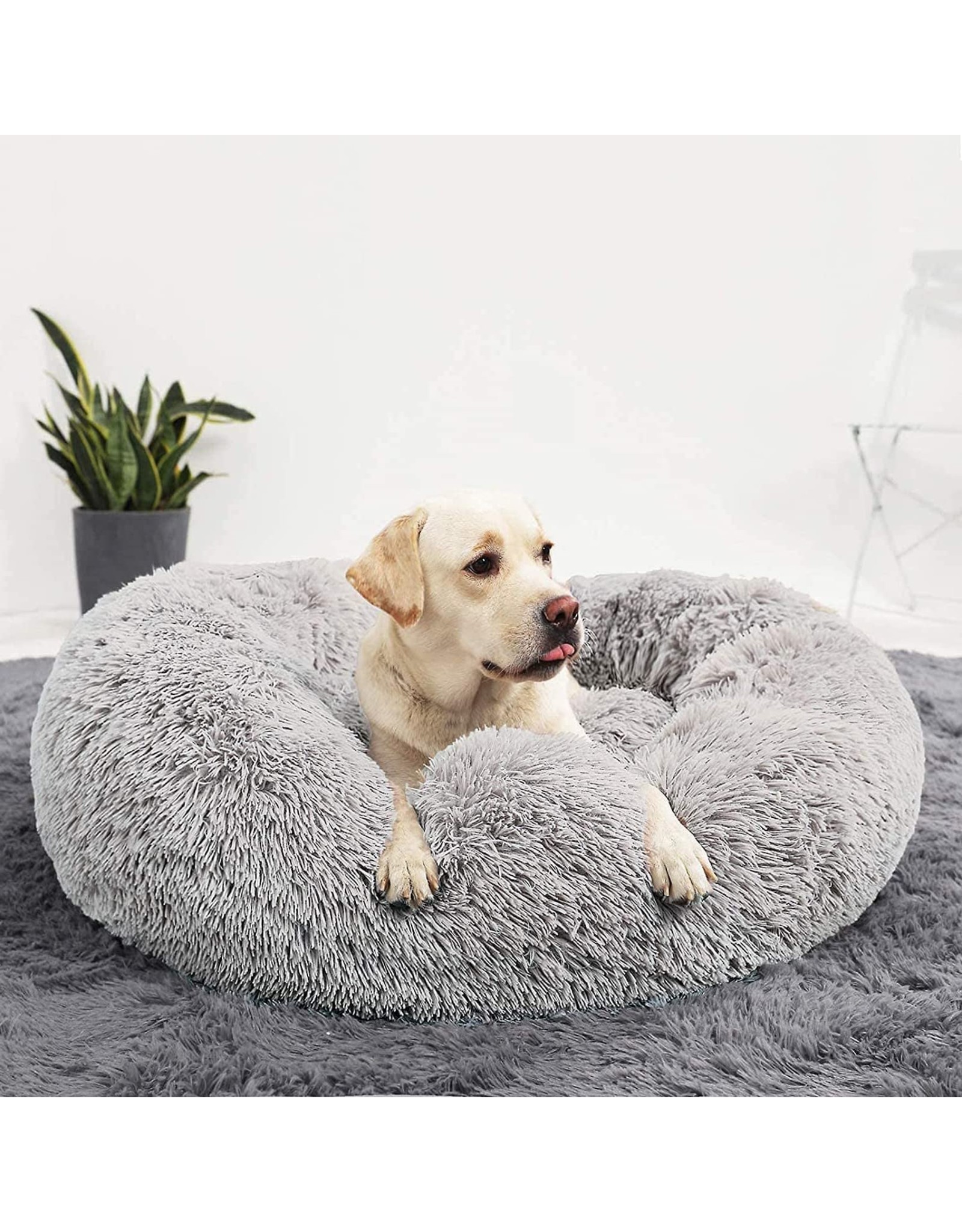 23”/30” Dog Bed Self-Warming Faux Fur Dog Cat Bed Soft Plush Calming Bed for Small and Medium Dogs Comfortable Round Donut Cuddler Pet Bed 