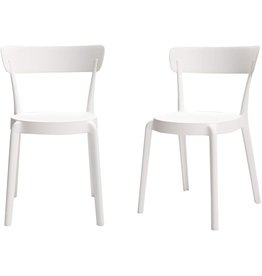 Amazon Basics Amazon Basics White, Armless Bistro Dining Chair-Set of 2, Premium Plastic