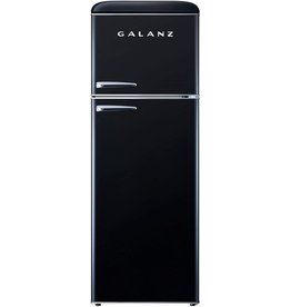 Galanz Galanz GLR12TBKEFR Refrigerator, Dual Door Fridge, Adjustable Electrical Thermostat Control with Top Mount Freezer Compartment, Retro Black, 12.0 Cu Ft