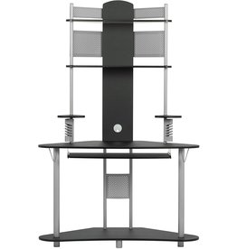 Calico Designs Calico Designs Arch Tower Corner Computer Tower Multipurpose Home Office Computer Writing Desk - Silver / Black, 50510