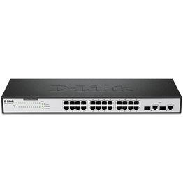 D-Link D-Link Ethernet Switch, 24 26 Port Unmanaged 10/100 Desktop Fanless Rack Mount Network Internet with 2 Gigabit Combo Ports (DES-1026G)