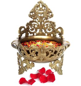 Aakrati Decorative Brass Urli - Floating Flower Pot - Unique Spiritual Home Decor & Showpiece - A fine Piece of Indian Handicraft