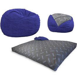 CordaRoy's CordaRoy's Corduroy Bean Bag Chair, Convertible Chair Folds from Bean Bag to Bed, As Seen on Shark Tank, Navy Blue - King Size