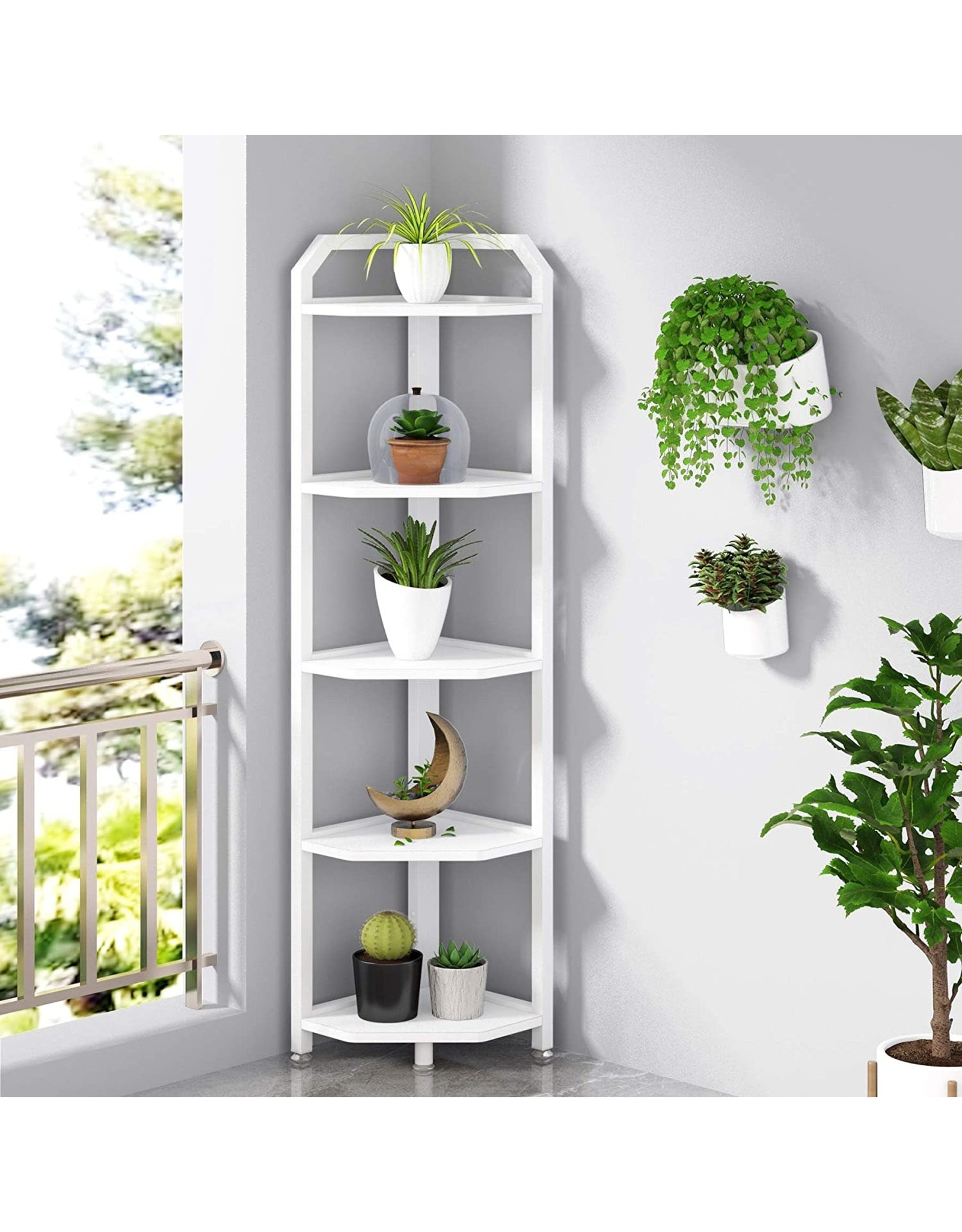 Tribesigns Tribesigns Corner Shelf, 5 Tier Corner Bookshelf and Bookcase Modern Corner Storage