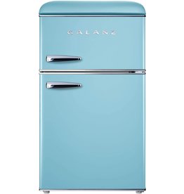 Galanz Galanz GLR31TBEER Retro Compact Refrigerator, Mini Fridge with Dual Doors, Adjustable Mechanical Thermostat with True Freezer, 3.1 Cu Ft, Blue