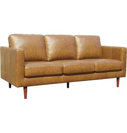 Rivet Amazon Brand ÃƒÂ¢Ã¢â€šÂ¬Ã¢â‚¬Å“ Rivet Revolve Modern Leather Sofa Couch, 80"W, Caramel