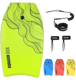 AQUARM AQUARM 33 inch Bodyboard with Premium Wrist Leash and Fin Tethers, Super Lightweight & Slick Bottom Perfect Surfing for Kids Teens and Adults (Green)