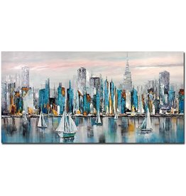 Yotree Yotree Paintings24*48 Inch Wall Art Oil Painting City View Contemporary Artwork Hang Wall Decoration,Urban Streetscape Abstract Decoration