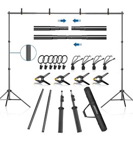 FUDESY FUDESY Backdrop Stand 7x10Ft Adjustable Photography Background Support System Kit for Photo Video Studio with Carry Bag,Spring Clamps