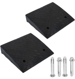 CXRCY CXRCY 2PCS Rubber Curb Ramps 5.3 Rise Industry Heavy Duty Black Threshold Ramp with 4 Expansion Bolts for Sidewalk, Loading Dock, Driveway, Wheelchair, Car, Bike