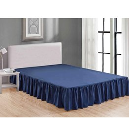 Sheets & Beyond Wrap Around Solid Microfiber Luxury Hotel Quality Fabric Bedroom Gathered Ruffled Bedding Bed Skirt 14 Inch Drop (Queen, Navy)