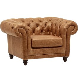 Amazon Brand â€“ Stone & Beam Bradbury Chesterfield Tufted Leather Accent Chair, 50"W, Cognac
