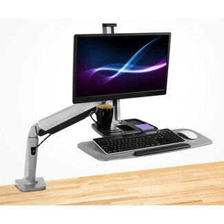 Mount-It! Mount-It! Sit Stand Workstation for Single Monitor and Keyboard - Height Adjustable Standing Desk Mount with Monitor Mount and Keyboard Tray