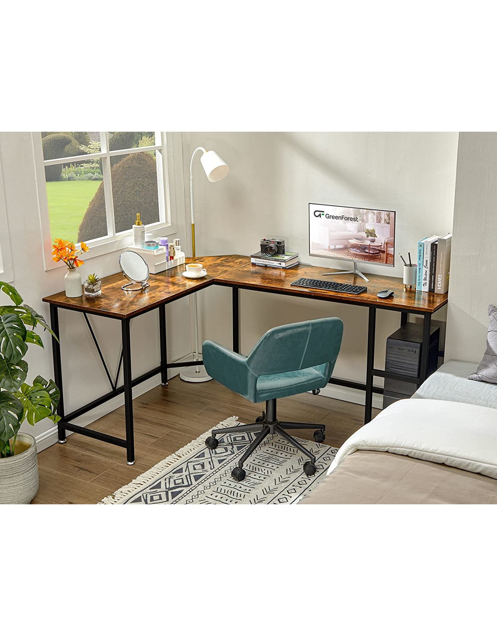 GreenForest GreenForest L Shaped Corner Computer Desk 65.7 inch with