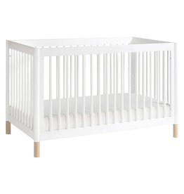 Babyletto Gelato 4-in-1 Convertible Crib with Toddler Bed Conversion in White and Washed Natural, Greenguard Gold Certified