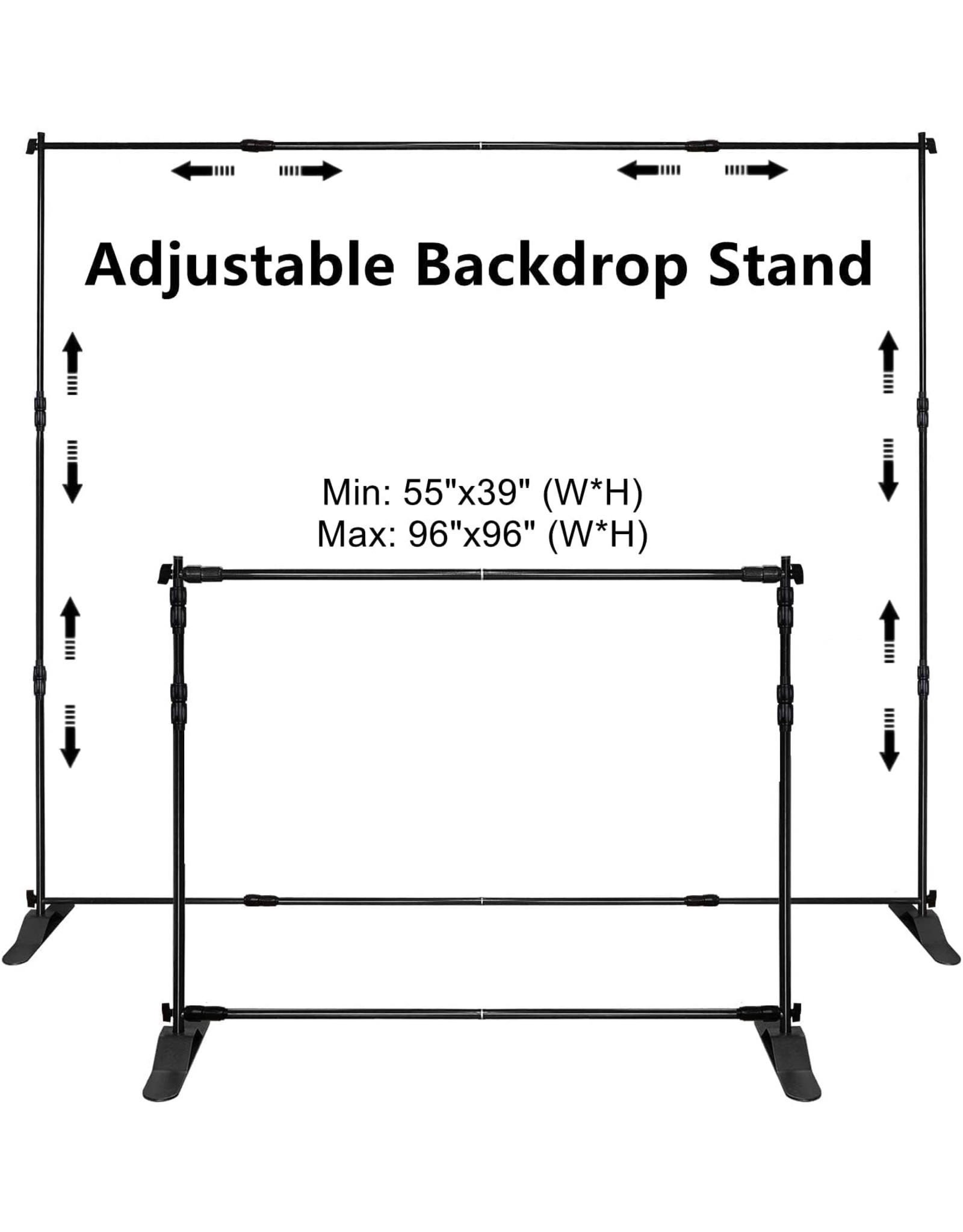 Photography Booth Carrying Case Free Photo Backdrop Banner Adjustable Stand 10 X 8 with Telescopic Poles for Trade Show Display Stand Step and Repeat Frame Stand 