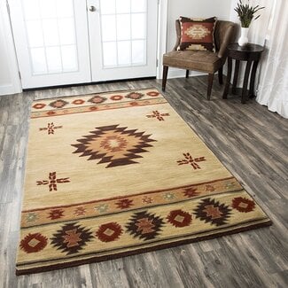 Rizzy Home Collection Wool Area Rug, 8' x 10', Khaki/Brown/Burgundy/Sage Southwest/Tribal