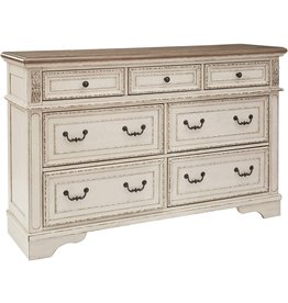 Signature Design by Ashley Realyn French Country 7 Drawer Two Tone Dresser, Chipped White