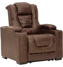 Signature Design by Ashley Owner's Box Faux Leather Power Recliner with Adjustable Headrest, Brown