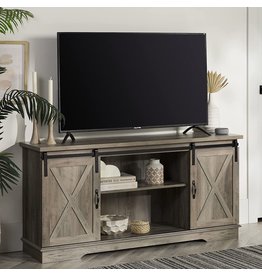 Walker Edison Richmond Modern Farmhouse Sliding Barn Door TV Stand for TVs up to 65 Inches, 58 Inch, Grey Wash