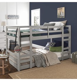 Walker Edison Alexander Classic Solid Wood Stackable Jr Twin over Twin Bunk Bed, Twin over Twin, Grey