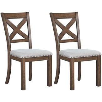 Signature Design by Ashley Signature Design by Ashley Moriville Modern Farmhouse Upholstered Dining Room Chair, Set of 2, Brown
