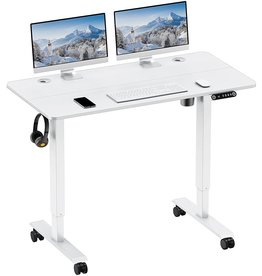 WOKA Electric Standing Desk, Adjustable Height Desk, 48 x 24 Inches Stand up Desk, Sit Stand Home Office Desk with Memory Controller, Computer Desk Motorized Standing Desk with Splice Board, White